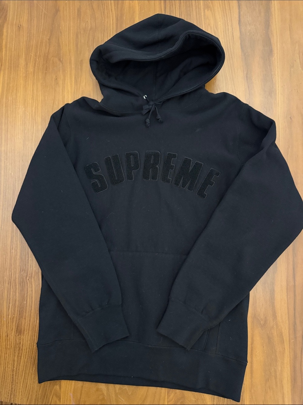 Supreme Black Hoodie with Arched Logo